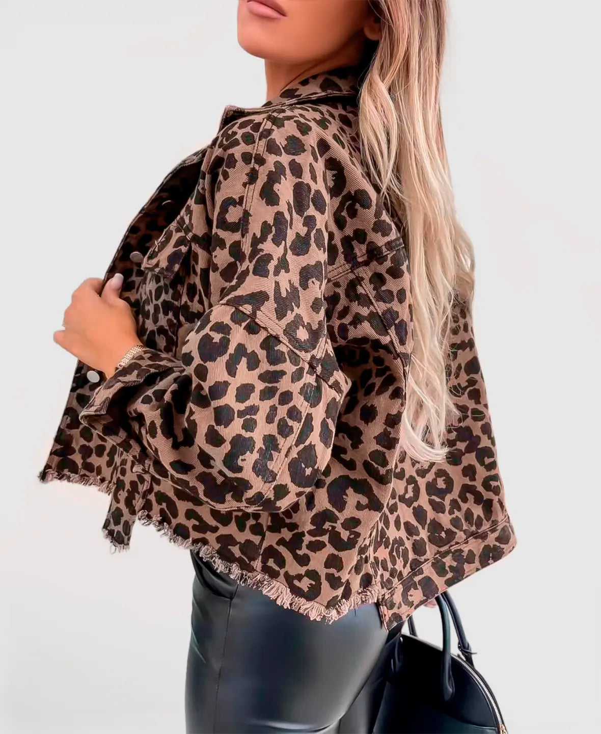 Leopard Print Denim Jacket - Coralie Way