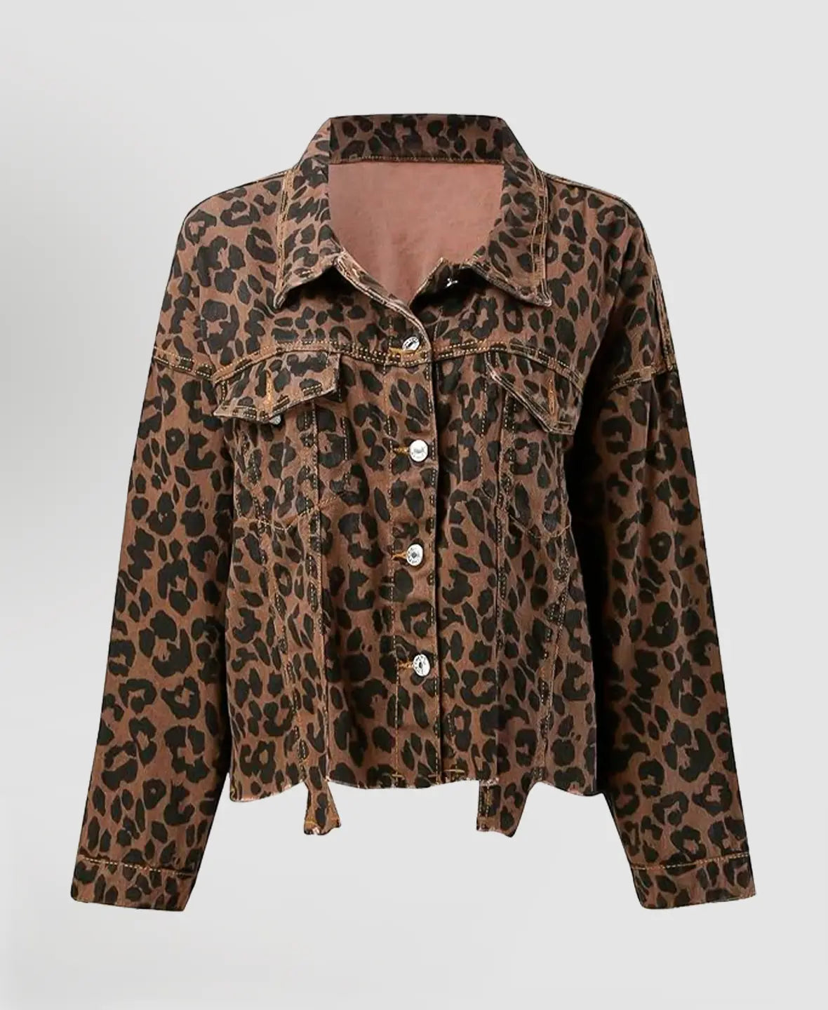 Leopard Print Denim Jacket - Coralie Way