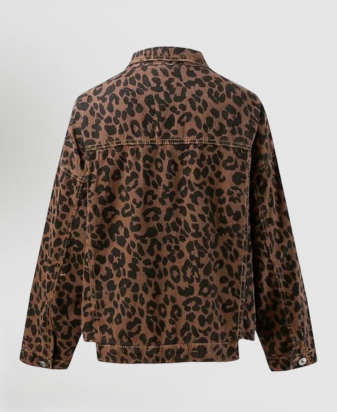 Leopard Print Denim Jacket - Coralie Way