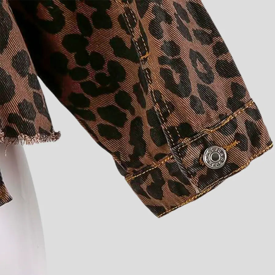 Leopard Print Denim Jacket - Coralie Way