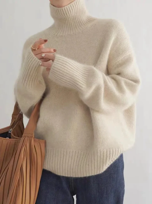 High Neck Pullover Sweater - Coralie Way