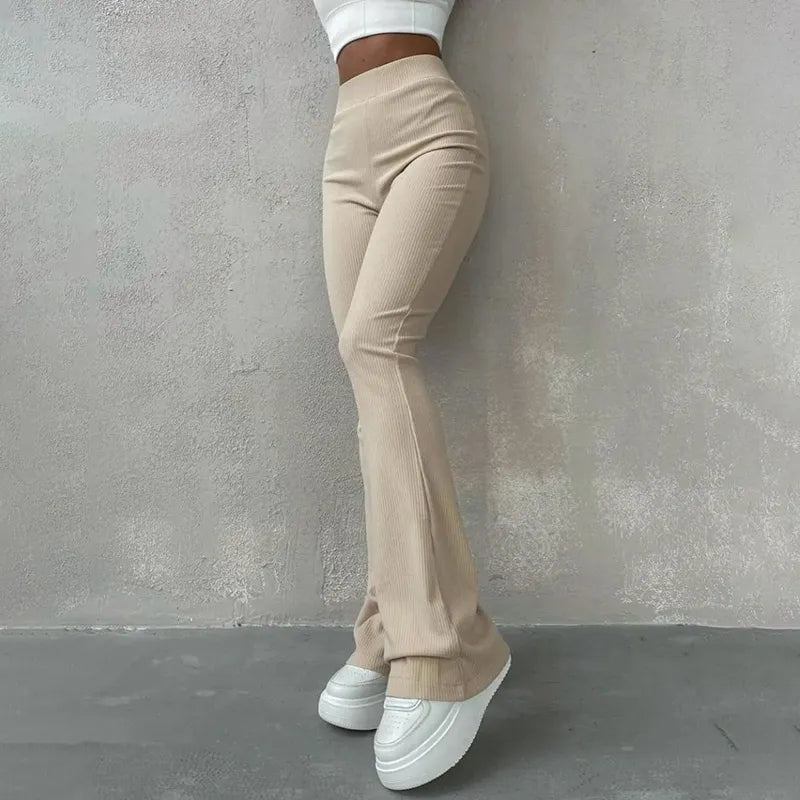 High-Waist Embossed Trousers