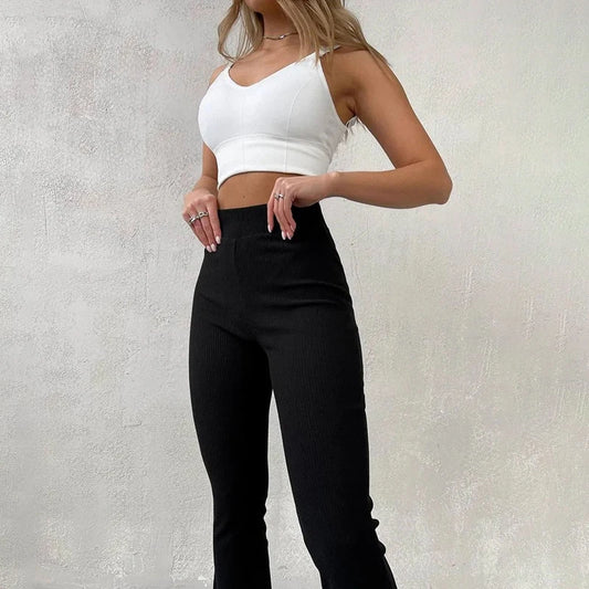 High-Waist Embossed Trousers