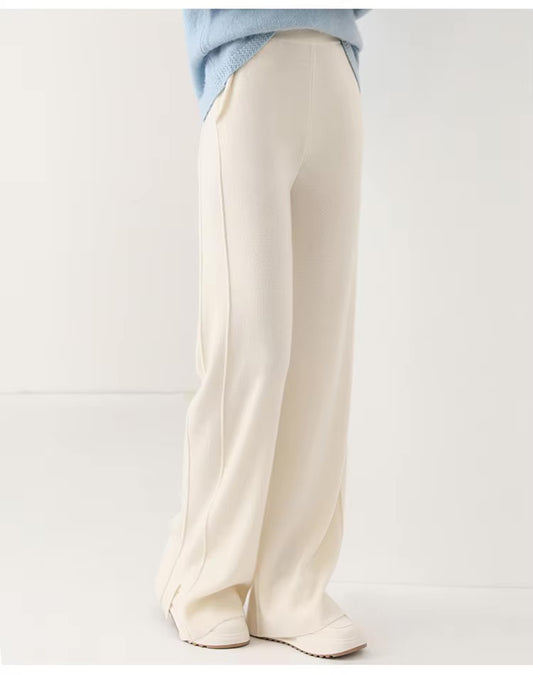 High-Waisted Cashmere Wide-Leg Pants - Coralie Way