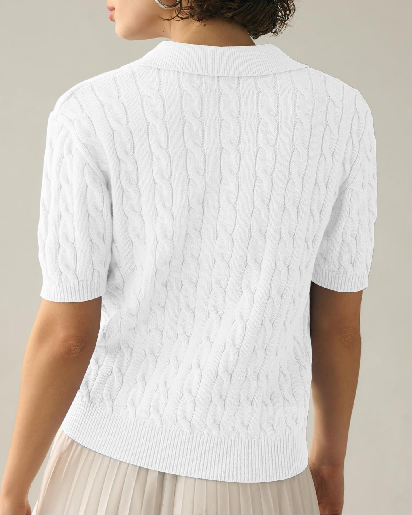 Soft Cable Knit Short Sleeve Sweater