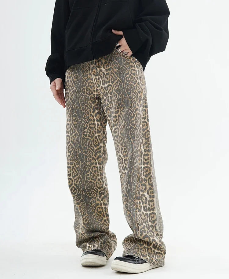 Leopard Wide Leg Jeans