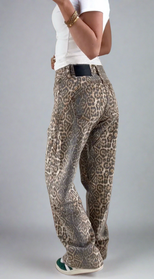 Leopard Wide Leg Jeans