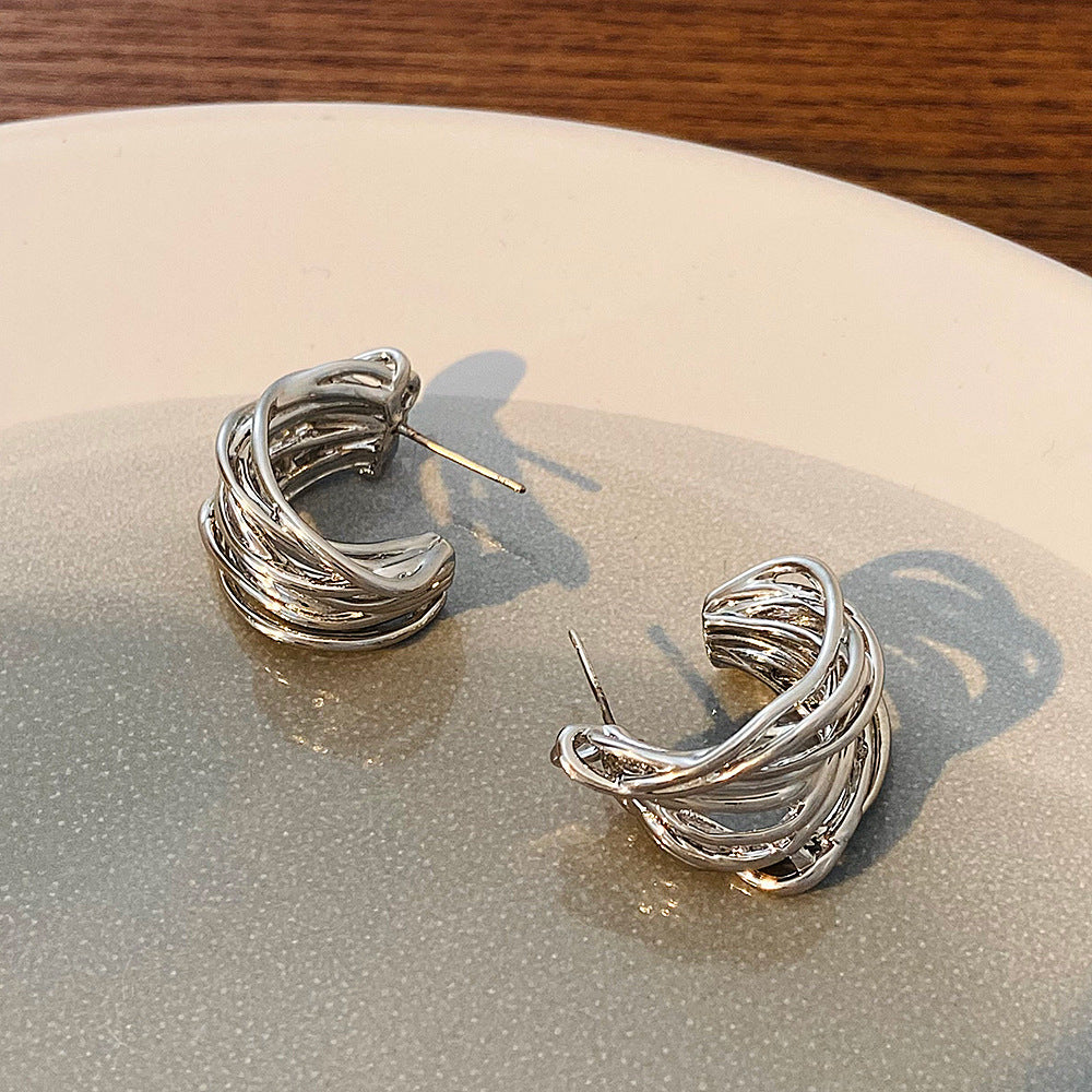 Twisted C Shape Hoop Earrings