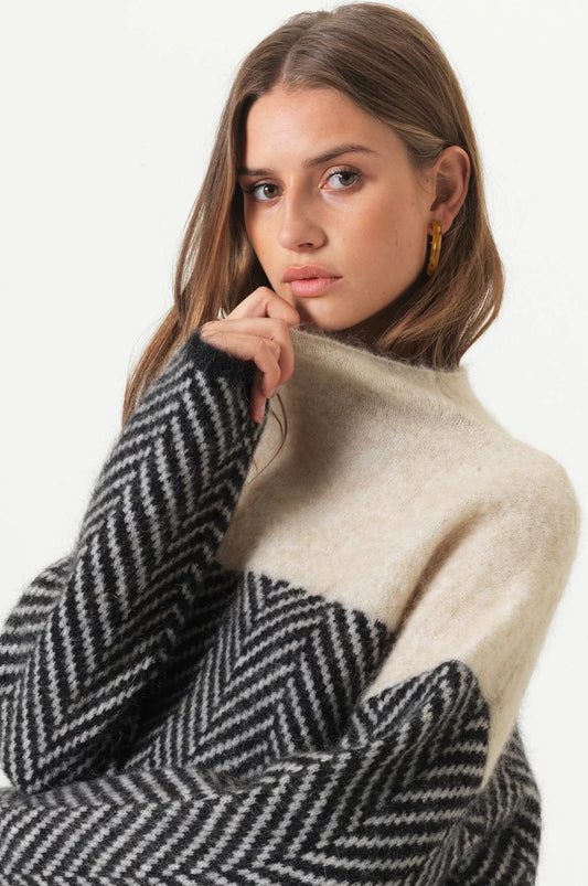 Colorblock Knit Sweater - Coralie Way