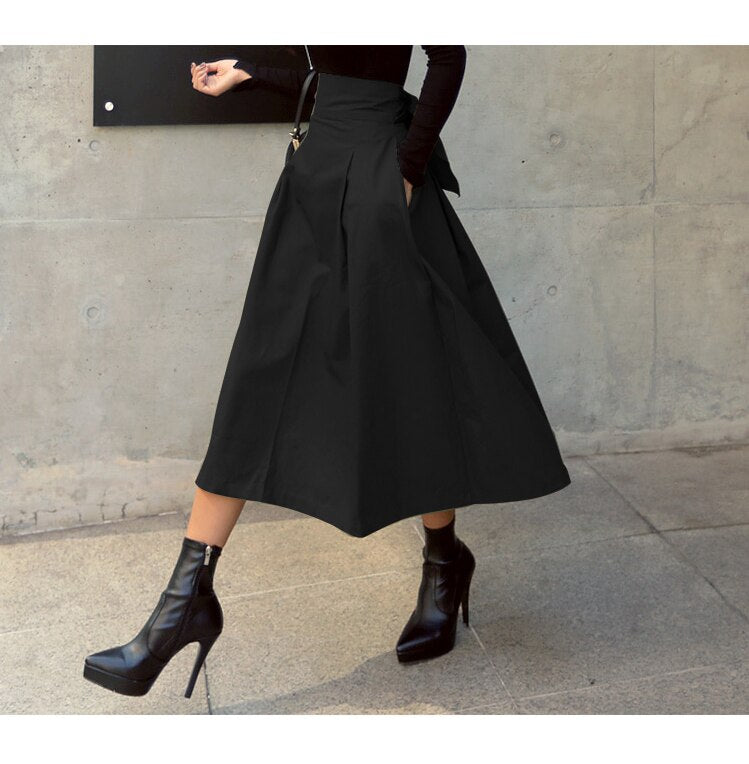 Elegant High-Waist Bow Skirt