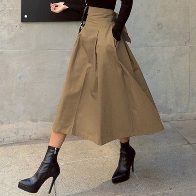 Elegant High-Waist Bow Skirt